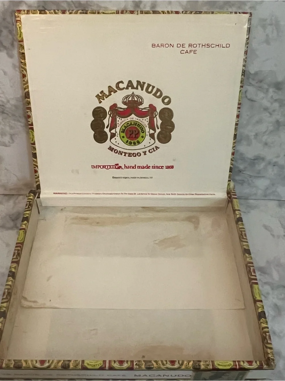 Montego Y Cia Decorative Cigar Box - Cream and Gold